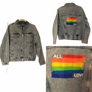 Mavi Linda All Love  Rainbow Pride Denim Jacket Unisex Small